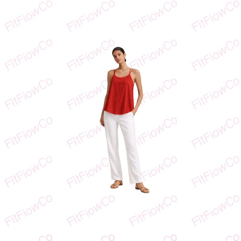 XIEERDUO Red Eyelet Lace Swing Cami Tank – Spaghetti Straps – Size S – NWT